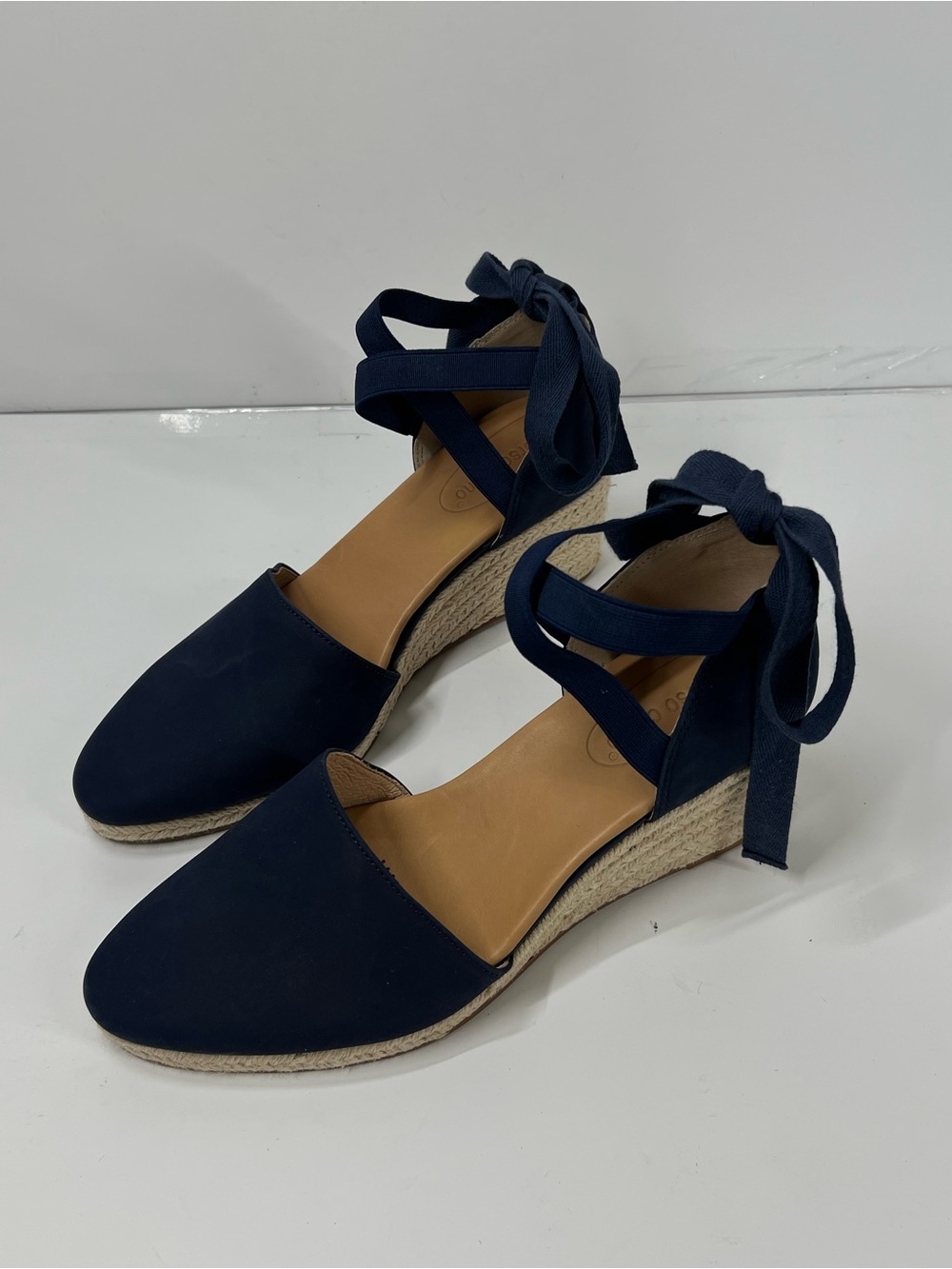 Corso Como Navy Espadrille Wedge Ankle Tie Sandals Women’s 8.5